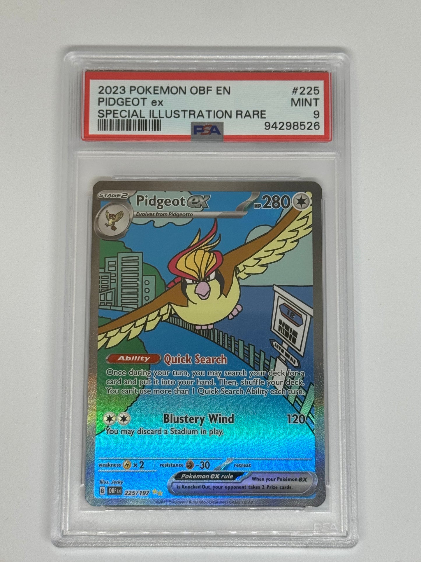 2023 Pidgeot ex 225/197 Obsidian Flames Special Illustration Rare PSA 9